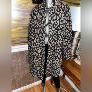 Basler Wool Blend Animal Print Midi Coat Outerwear Size 16